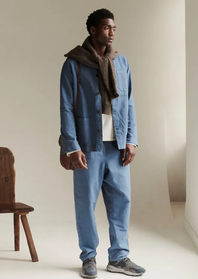 Workwear|Coats & Jackets-TOAST Arlo Garment Dyed Herringbone Jacket SlateBlue
