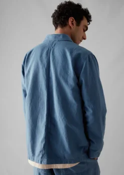 Workwear|Coats & Jackets-TOAST Arlo Garment Dyed Herringbone Jacket SlateBlue