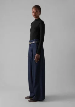 Jersey|Tops & Tees-TOAST Aster Wool Lyocell High Neck Tee Black