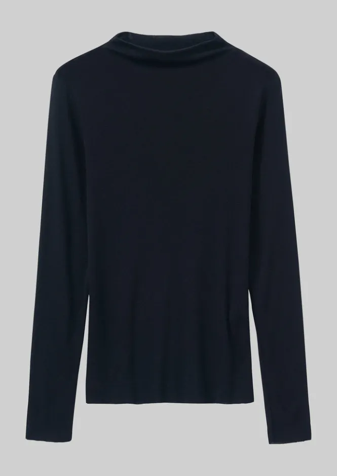 Jersey|Tops & Tees-TOAST Aster Wool Lyocell High Neck Tee Black