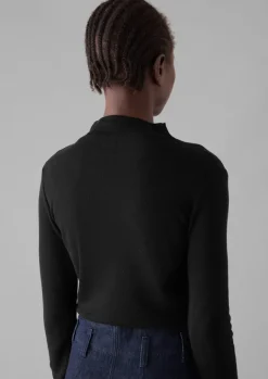 Jersey|Tops & Tees-TOAST Aster Wool Lyocell High Neck Tee Black