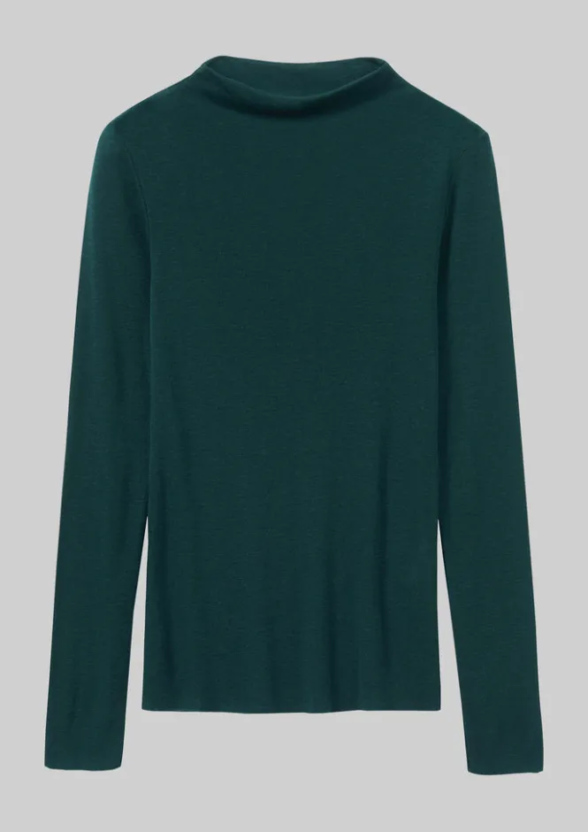 Jersey|Tops & Tees-TOAST Aster Wool Lyocell High Neck Tee DarkGreen
