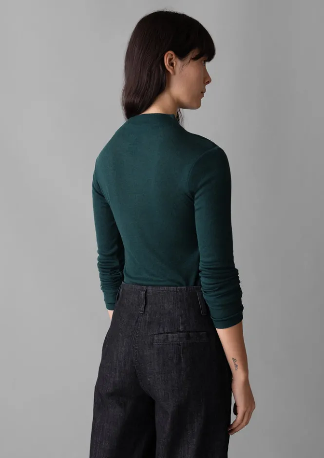 Jersey|Tops & Tees-TOAST Aster Wool Lyocell High Neck Tee DarkGreen