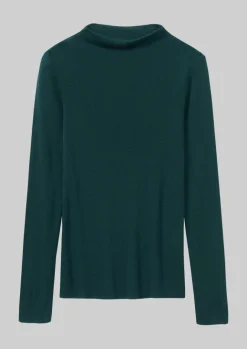 Jersey|Tops & Tees-TOAST Aster Wool Lyocell High Neck Tee DarkGreen