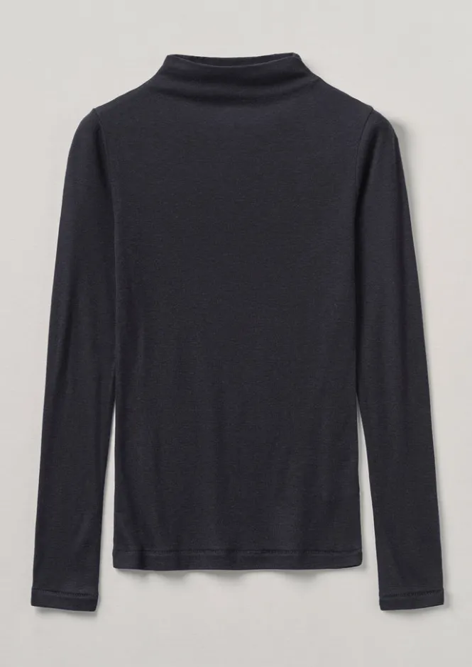 Jersey|Tops & Tees-TOAST Aster Wool Lyocell High Neck Tee Ink