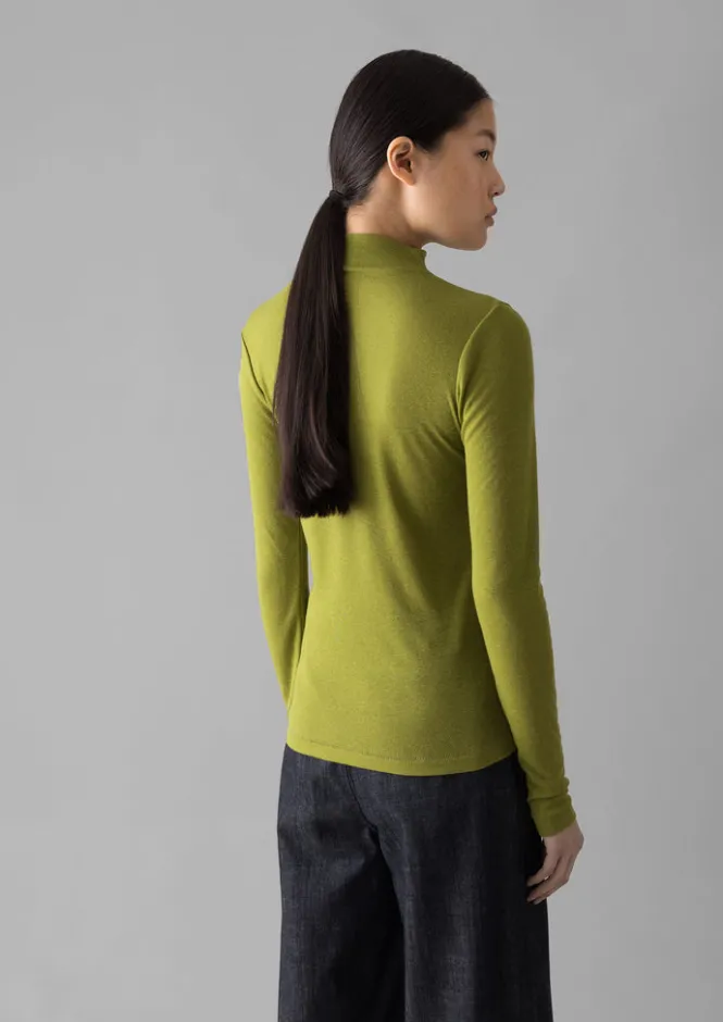 Jersey|Tops & Tees-TOAST Aster Wool Lyocell High Neck Tee Pea