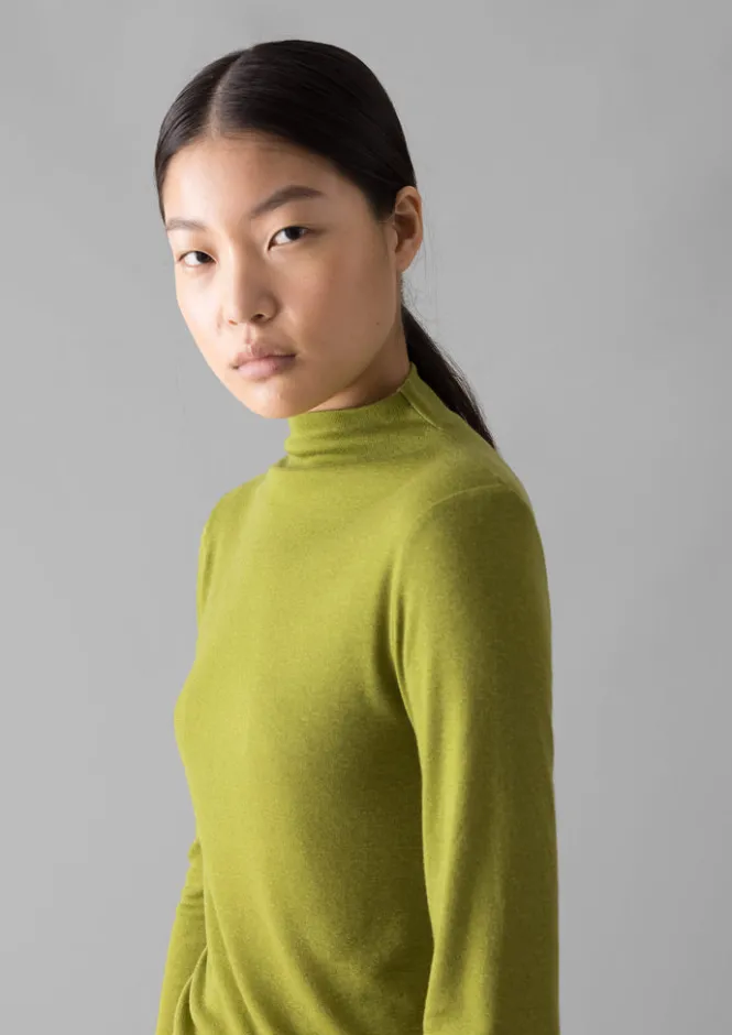 Jersey|Tops & Tees-TOAST Aster Wool Lyocell High Neck Tee Pea