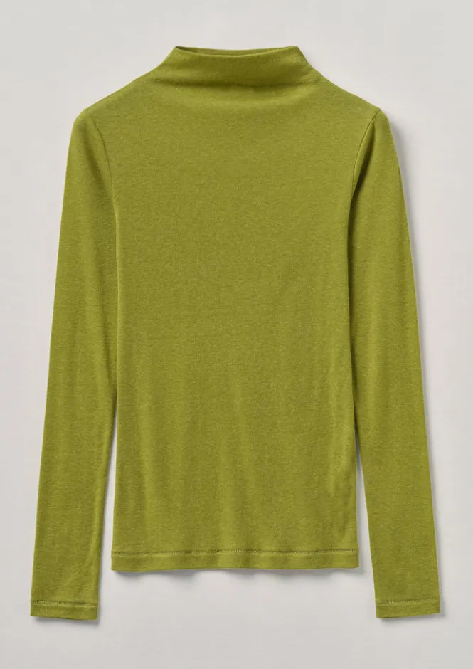 Jersey|Tops & Tees-TOAST Aster Wool Lyocell High Neck Tee Pea