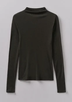 Jersey|Tops & Tees-TOAST Aster Wool Lyocell High Neck Tee BlackCoffee