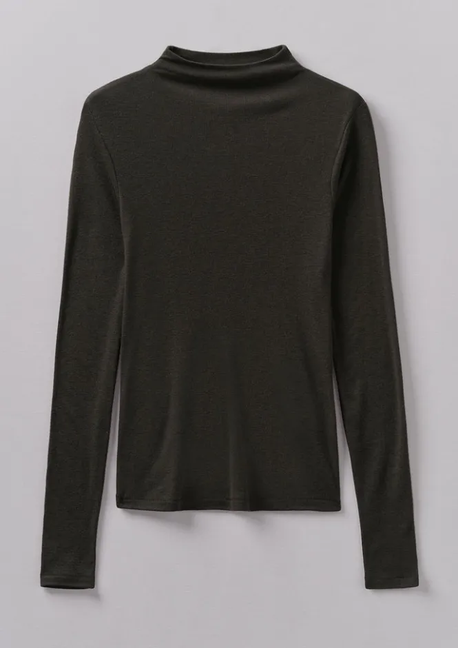 Jersey|Tops & Tees-TOAST Aster Wool Lyocell High Neck Tee BlackCoffee