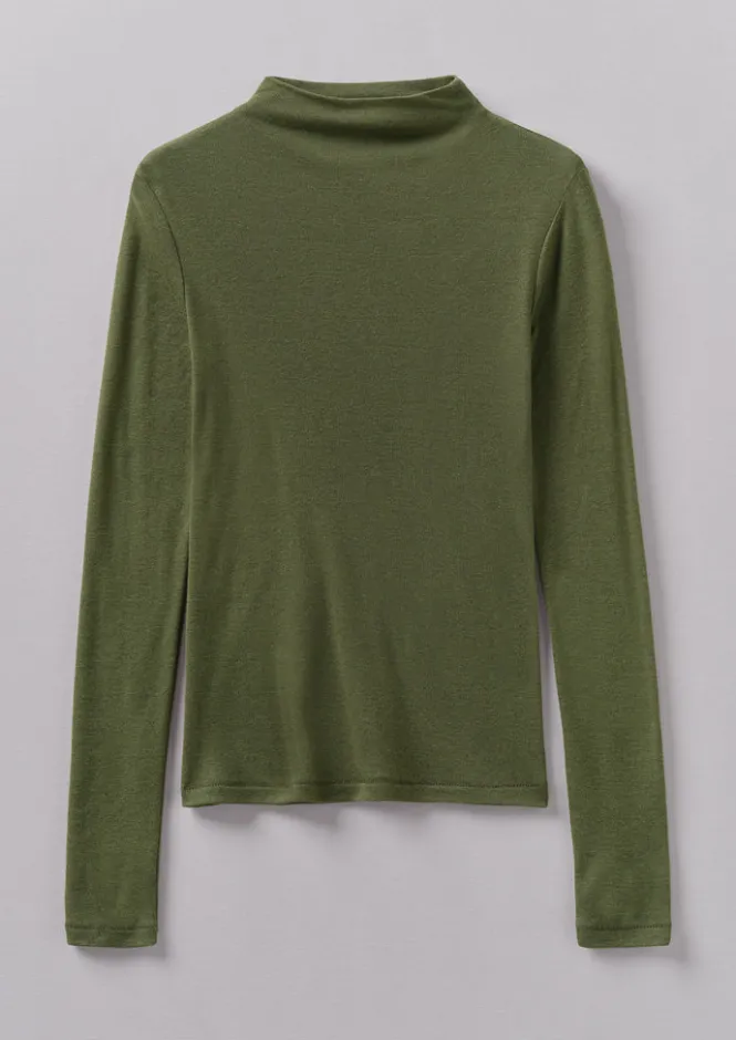 Jersey|Tops & Tees-TOAST Aster Wool Lyocell High Neck Tee Artichoke