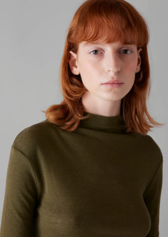 Jersey|Tops & Tees-TOAST Aster Wool Lyocell High Neck Tee Artichoke