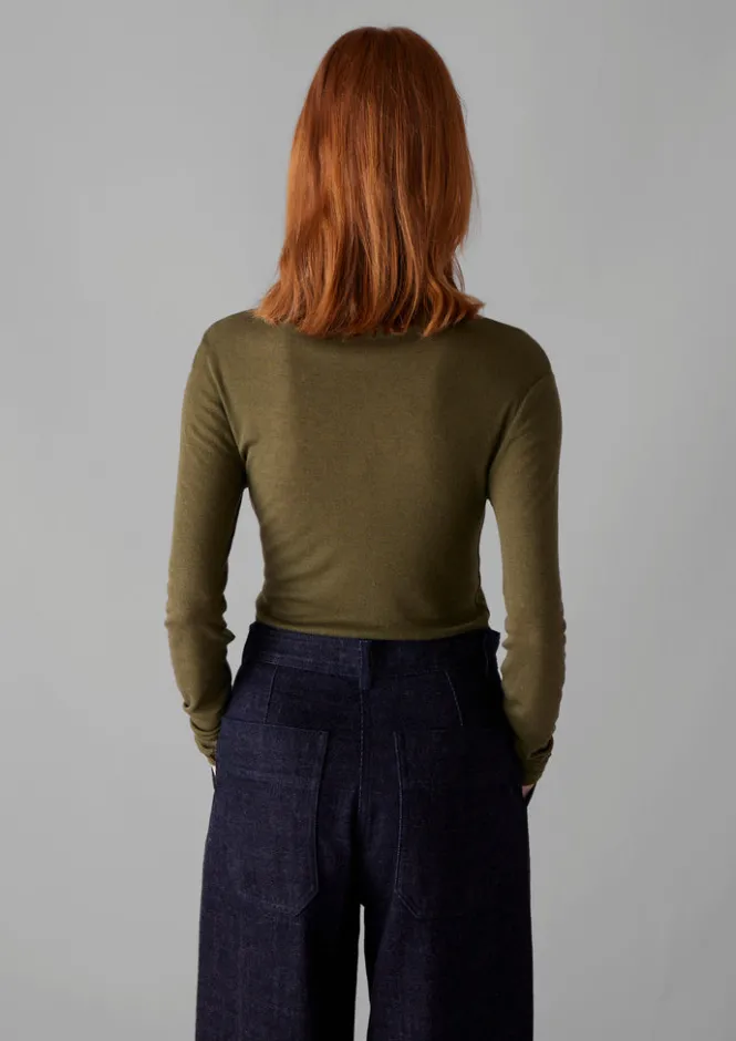 Jersey|Tops & Tees-TOAST Aster Wool Lyocell High Neck Tee Artichoke