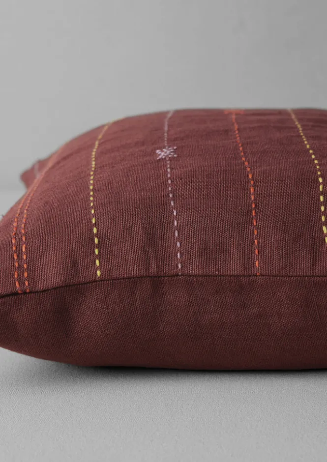 Textiles|Cushions & Covers-TOAST Basri Hand Embroidered Cushion Cover Conker