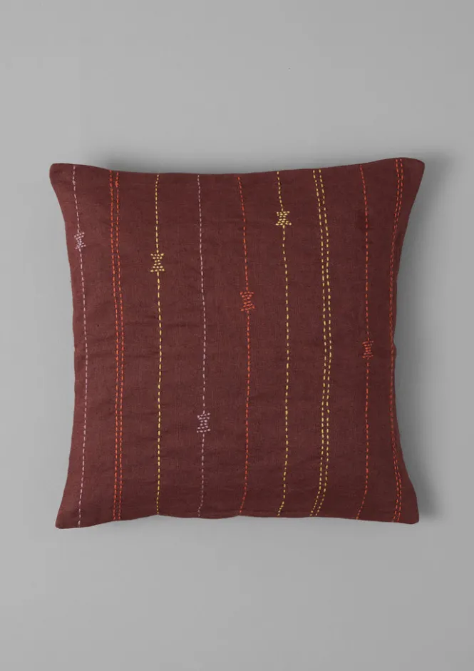 Textiles|Cushions & Covers-TOAST Basri Hand Embroidered Cushion Cover Conker