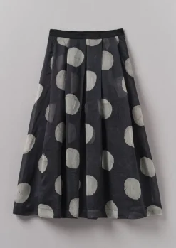 Skirts-TOAST Batik Dot Pleated Skirt Black/Ecru