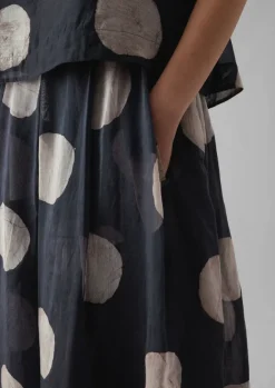 Skirts-TOAST Batik Dot Pleated Skirt Black/Ecru