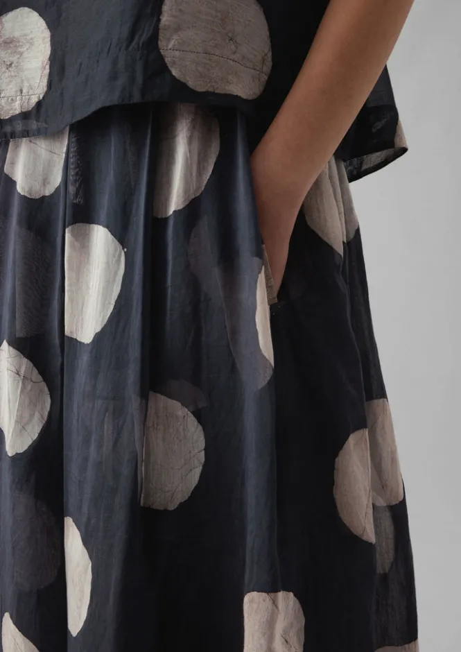 Skirts-TOAST Batik Dot Pleated Skirt Black/Ecru