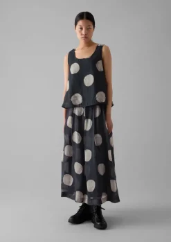 Skirts-TOAST Batik Dot Pleated Skirt Black/Ecru