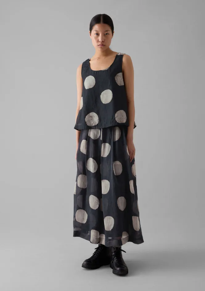 Skirts-TOAST Batik Dot Pleated Skirt Black/Ecru
