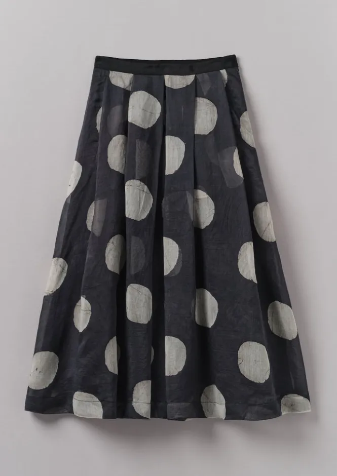 Skirts-TOAST Batik Dot Pleated Skirt Black/Ecru