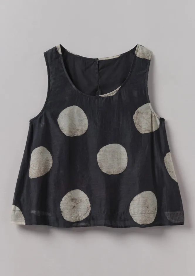 Tops & Tees-TOAST Batik Dot Print Tank Top Black/Ecru