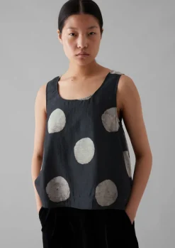 Tops & Tees-TOAST Batik Dot Print Tank Top Black/Ecru