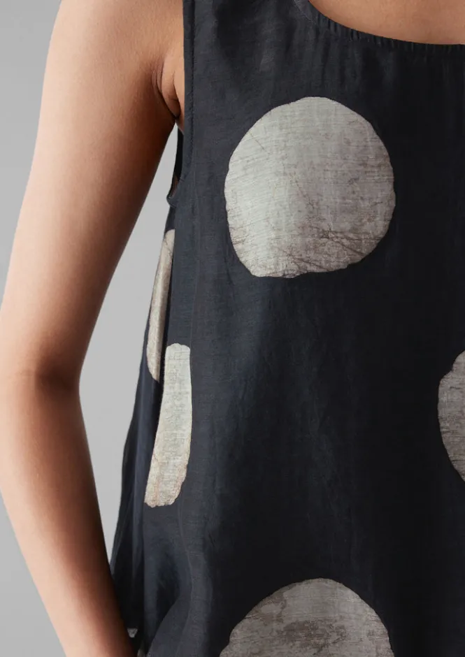 Tops & Tees-TOAST Batik Dot Print Tank Top Black/Ecru