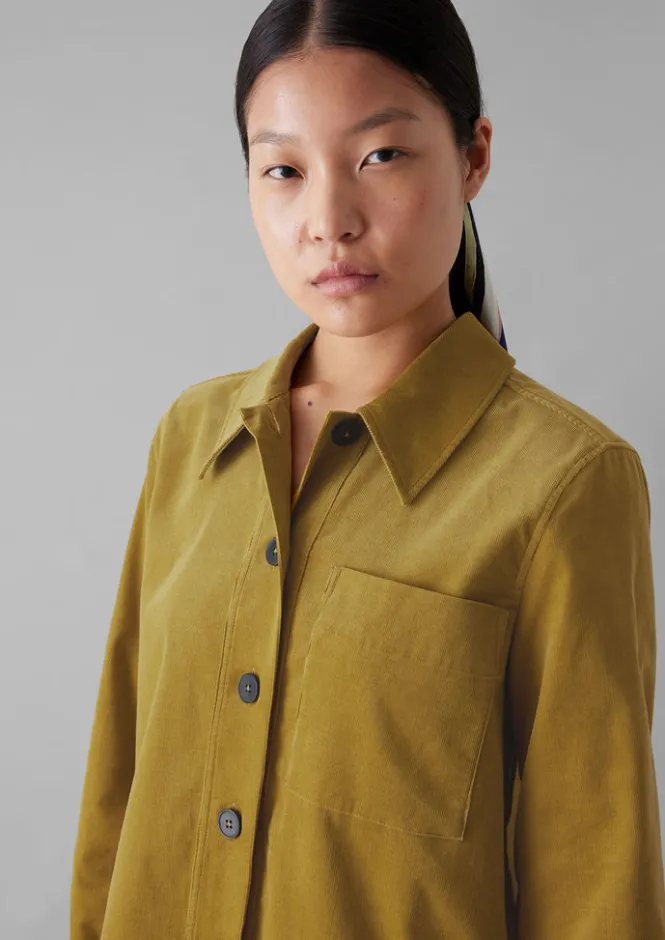 Cord|Workwear-TOAST Baya Patch Pocket Organic Cord Shirt GoldenOlive