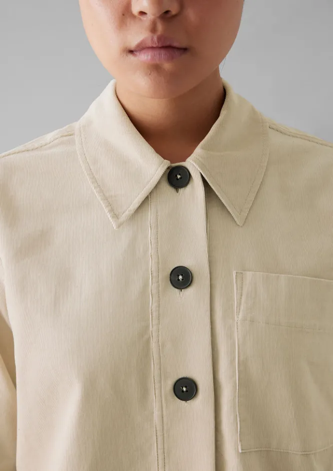 Cord|Workwear-TOAST Baya Patch Pocket Organic Cord Shirt Moonstone