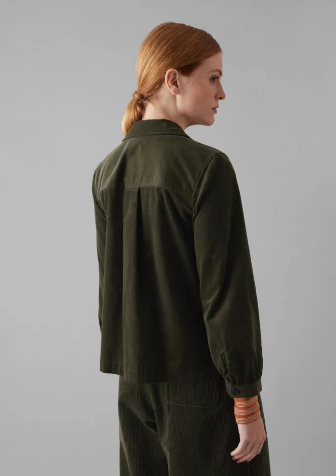 Cord|Workwear-TOAST Baya Patch Pocket Organic Cord Shirt Seaweed