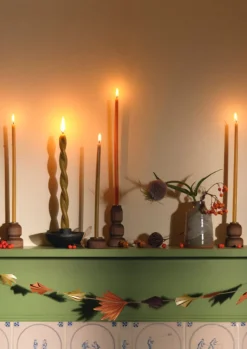 Decorative Pieces|Candles & Holders-TOAST wood Slim Dinner Candle Holder Set Beech