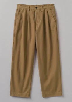 Trousers-TOAST Bill Cotton Wide Leg Trousers Acorn