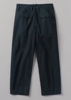 Trousers-TOAST Bill Cotton Wide Leg Trousers DarkNavy
