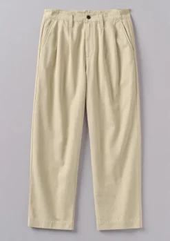 Trousers-TOAST Bill Cotton Wide Leg Trousers Stone