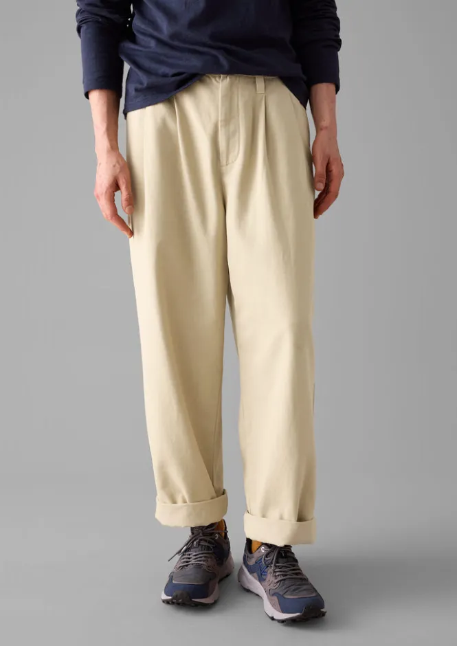 Trousers-TOAST Bill Cotton Wide Leg Trousers Stone