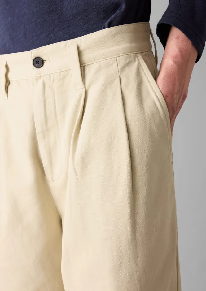 Trousers-TOAST Bill Cotton Wide Leg Trousers Stone