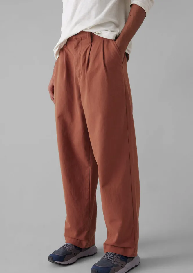Workwear|Trousers-TOAST Bill Cotton Wide Leg Trousers RedGranite