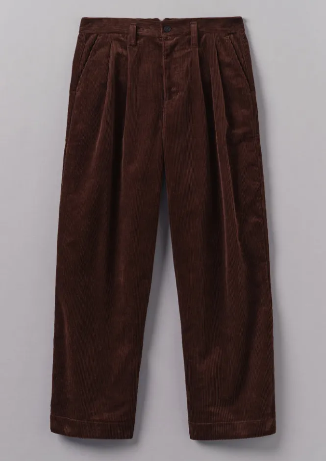 Cord|Trousers-TOAST Bill Organic Cord Wide Leg Trousers Chestnut