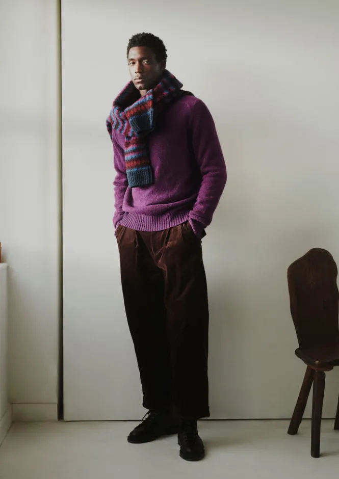 Cord|Trousers-TOAST Bill Organic Cord Wide Leg Trousers Chestnut