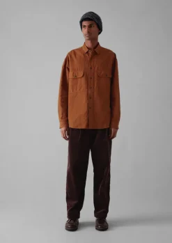 Cord|Trousers-TOAST Bill Organic Cord Wide Leg Trousers Chestnut