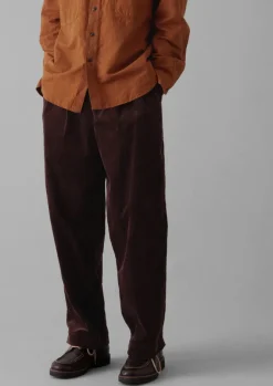 Cord|Trousers-TOAST Bill Organic Cord Wide Leg Trousers Chestnut