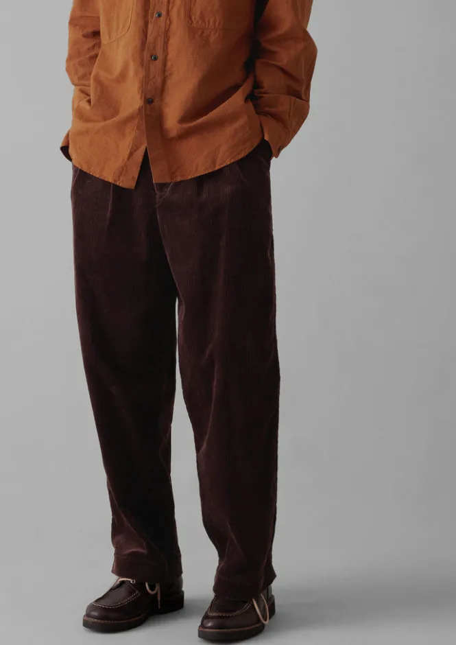 Cord|Trousers-TOAST Bill Organic Cord Wide Leg Trousers Chestnut