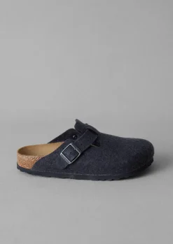 Slippers|Nightwear-TOAST Birkenstock Boston Felted Clogs Anthracite