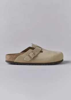 Shoes-TOAST Birkenstock Boston Oiled Leather Clogs Taupe