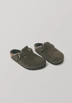 Slippers|Nightwear-TOAST Birkenstock Boston Sheepskin Slippers Mocca
