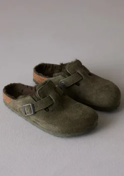 Slippers|Nightwear-TOAST Birkenstock Boston Sheepskin Slippers Thyme