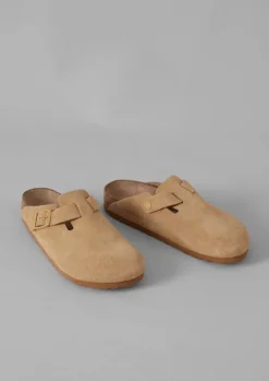 Shoes|Slippers-TOAST Birkenstock Boston Suede Clogs Latte