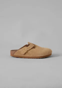 Shoes|Slippers-TOAST Birkenstock Boston Suede Clogs Latte