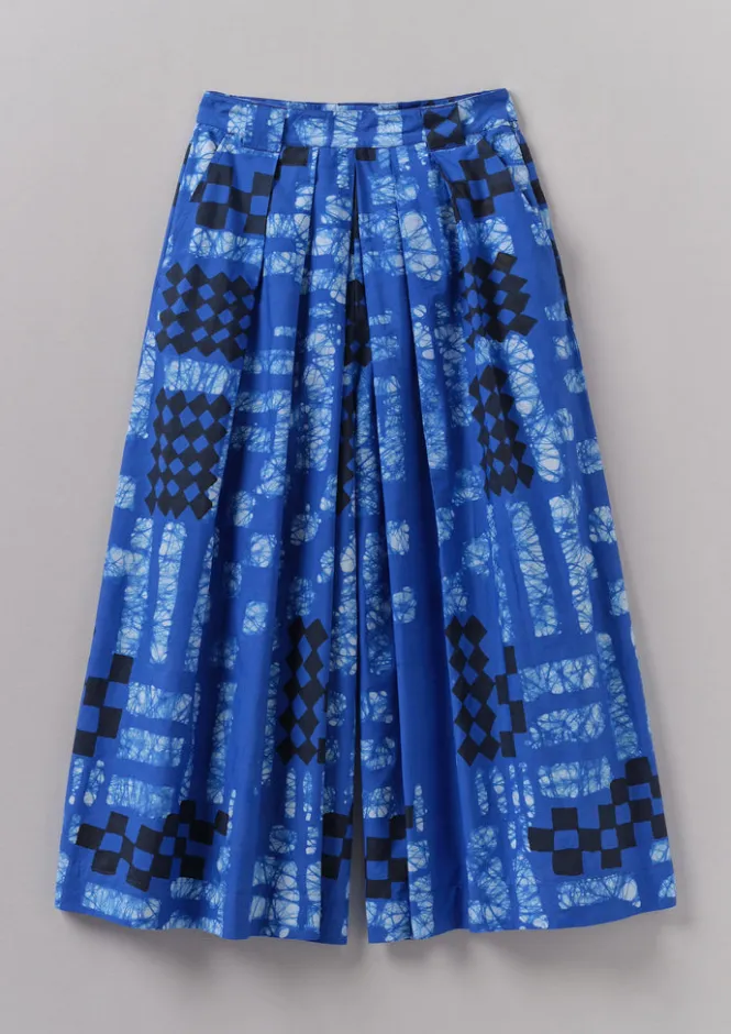 Skirts|Trousers-TOAST Block Print Batik Cotton Culottes AzuriteBlue